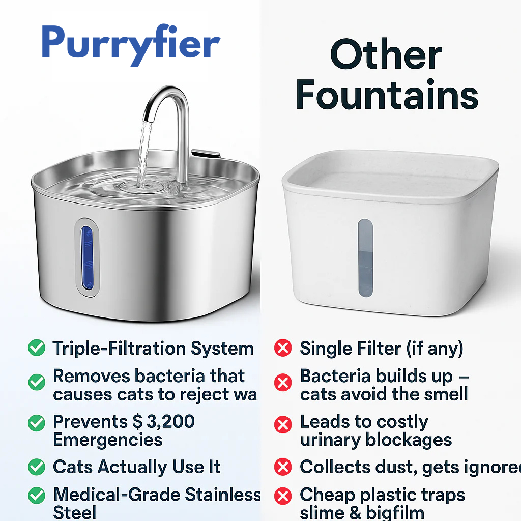 Purryfier Stainless Steel Water Fountain